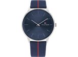 Quarzuhr TOMMY HILFIGER Casual, blau (blau, rot), Armbanduhren, Herren, Armbanduhr, Herrenuhr, analog