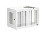 Hundekäfig, Haustierkäfig, Hundehütte, Hundebox mit Tischplatte, Weiß