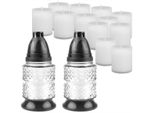 2 Luci Da Tomba In Vetro Strutturato (17 Cm), Incluse 14 Candele Di Ricarica
