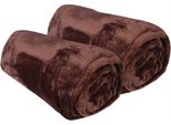 Coperta "Celina"" In Confezione Da 2 - Coperta Soffice Di Alta Qualità, 150 X 200 Cm - Marrone"