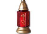 Hscandle Candela Da Tomba In Vetro 24Cm (Bella Red) Incl. Candela Circa 40H Di Autonomia