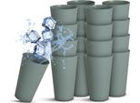 ( Confezione Da 16 ) Bicchieri Di Plastica Riutilizzabili - Senza Bpa - Lavabili In Lavastoviglie - ( 0,4L / Verde ) Pp Infrangibile - Bicchieri Riutilizzabili Per Feste, Bicchieri Da Campeggio Per Compleanni