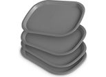 Confezione Da 4 Vassoi Di Plastica - Senza Bpa - Lavabili In Lavastoviglie - (37,7 Cm X 27,7 Cm / Grigio) Pp Infrangibile - Piatto Da Portata Per La Prima Colazione