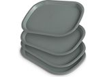 Confezione Da 2 Vassoi Di Plastica - Senza Bpa - Lavabili In Lavastoviglie - (37,7 Cm X 27,7 Cm / Grigio) Pp Resistente Alla Rottura - Piatto Da Portata Per La Colazione