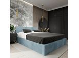 Muralo Letto Imbottito Per Camera Da Letto Letto Imbottito Con Rete Letto Con Testiera Imbottita Letto Matrimoniale 140X200 Letto Con Contenitore Colore Mare