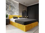 Muralo Letto Imbottito Per Camera Da Letto Letto Imbottito Con Rete Letto Con Testiera Imbottita Letto Matrimoniale 140X200 Letto Con Contenitore Giallo