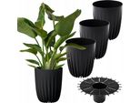 Set Di 3 Vasi Da Fiori Lamela | Mira | Eco | Nero | 39 Cm