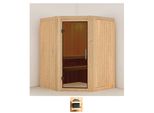 Sauna KARIBU Nanna, beige (naturbelassen), ohne Ofen, (ohne Ofen), Saunen, ohne Ofen