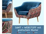 Poltrona Gutto Blu Con Motivo Grafico Musti Poltrona Tv Reclinabile In Velluto Blu Motivo Grafico Poltrona Imbottita Scandinava Gambe In Legno Gambe Alte