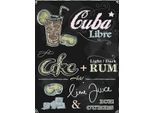 Vianmo Insegna In Legno 40X30 Cm Rezept Cuba Libre Cocktail Dark Rum Ice