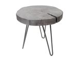 Riess-Ambiente Beistelltisch GOA - 45Cm Grau Akazie Massivholz Baumscheibe Hairpin Legs Metall Rund