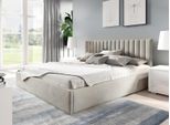 Gutto Letto Imbottito 90X200 A Doghe Metalliche In Velluto Beige Con Contenitore