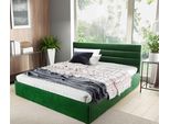 Letto Imbottito Gutto 120X200 A Doghe Metalliche In Velluto Verde Con Box Letto E Vano Contenitore