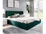 Letto Imbottito Gutto 180X200 A Doghe Metalliche In Tessuto Vellutato Verde Con Box Letto E Vano Contenitore