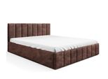 Letto Imbottito Gutto Marrone 180X200 Rete A Doghe In Metallo Marrone Scuro Boucle Con Rete E Contenitore