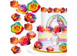 Rose Di Wafer Colorate Per Torta - Decorazione Decorazione - 32 Pz.