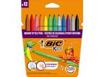 Penne In Fibra Bic Kids Kid Couleur Medium, Confezione Da 12 Pz
