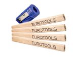 Eurotools Matite Da Falegname 175 Mm, 4 Pezzi, Con Temperino Speciale