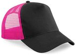 Trucker Retro Cap Beechfield Snapback Cap 5-Panel Vari Colori Colori (Nero/Fucsia)