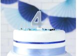 Candela Di Compleanno Numero 4 Con Glitter 7Cm Argento