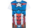Captain America - Maglietta Da Uomo NS5253 (M) (Bianco/Blu/Rosso)