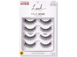 Kiss Lash Couture Faux Mink Collection Multipack 4 Paia Di Ciglia Artificiali, Piccolo Abito Nero, Ciglia Finte Sintetiche Ultra-Fini E Affusolate, Compresa La Colla Per Ciglia