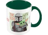 Star Wars: The Mandalorian - Tazza Da Caffè "I Bambini Con Me"", Interno Bicolore PM4782 (Taglia Unica) (Bianco/Verde Scuro)"
