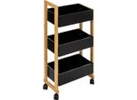 5 Five Simply Smart - Carrello Di Servizio A 3 Livelli Con Rotelle "NaturéO"" Nero Acacia"