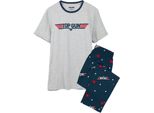 Top Gun - Pigiama Con Pantaloni Lunghi Da Uomo NS6890 (S) (Grigio/Blu)