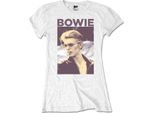 David Bowie - Maglietta "Tuxedo"" Da Donna RO1162 (L) (Bianco)"