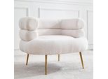 Divano Reclinabile Poltrona Bouclé Poltrona Imbottita Poltrona Lounge Poltrona Di Design Poltrona Accogliente Divano Retrò Bianco【Sf43-Bianco】