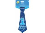 Amscan - Cravatta Per Bambino - 1° Compleanno SG7803 (Taglia Unica) (Blu)
