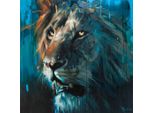Frank Pretorius - Stampa Su Tela Con Cornice, Leone PM6275 (40 Cm X 40 Cm) (Blu/Marrone)
