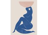 Pyramid International - Vaso Stampato Con Figura Femminile PM6233 (50 Cm X 40 Cm) (Blu Navy/Crema)