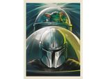 Star Wars: The Mandalorian - Stampa Su Tela Con Cornice "N-1 Starfighter"" PM6013 (80 Cm X 60 Cm) (Argento/Verde)"