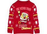 Spongebob Squarepants - Maglione Per Bambini - Design Natalizio NS6922 (140) (Rosso)