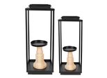 Set Di 2 Candelieri Clayre & Eef 15X15X50/57 Cm Ferro Nero