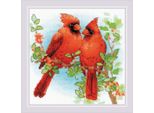 Kit Punto Croce Contato Riolis "Red Cardinals"", Diy, 20X20Cm"