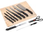 Set Di Coltelli Excellent Houseware Con Tritatutto, Acciaio Inossidabile/Polipropilene, Nero/Argento
