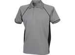 Polo Sportiva Finden & Hales Da Uomo, Manica Corta RW427 (M) (Grigio Metallizzato/Nero)
