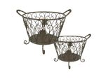 Cesto Portaoggetti Clayre & Eef Set Di 2 Ø 41 Cm Verde Marrone Ferro