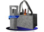 Portabottiglie In Feltro 6 Bottiglie - Spazio Per Bottiglie Di Birra, Lattine, Bottiglie Di Vino E Molto Altro. - Borsa Da Uomo Per Gli Spostamenti - Organizzatore Di Bottiglie Per Lo Shopping - Idea Regalo Per Il Grigio Natale