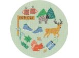 Modello Fuori Produzione Set Per Punto Croce Bothy Threads "Explore"", Schema Contato, XJH6P, Diam. 17,5 Cm"