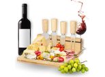 Tagliere Per Formaggi "Bergamo"" - Set Di 5 Pezzi In Bambù Con Supporto Magnetico Per 4 Coltelli Da Formaggio E Accessori - Natura"