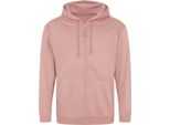 Awdis - Felpa Con Cappuccio E Zip Integrale Da Uomo PC5104 (Xl) (Rosa-Grigio)