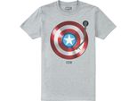 Captain America - Maglietta "Record"" Da Uomo TV2138 (L) (Grigio Screziato)"