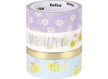 Folia 26452 Folia Nastro Adesivo Decorativo Washi-Tape Hotfoil Bees, Set Da 4