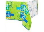 Unique Party - Tovaglia Per Festa "Industries Bright"", Plastica, Compleanno SG23893 (Taglia Unica) (Verde/Bianco/Blu)"