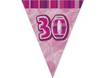 Unique Party - Bandiere Glitterate, Foil, 30° Compleanno SG23876 (Taglia Unica) (Rosa/Argento)