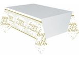 Amscan - Coriandoli - Tovaglia Per Festa, Plastica, Buon Compleanno SG24127 (Taglia Unica) (Bianco/Oro)